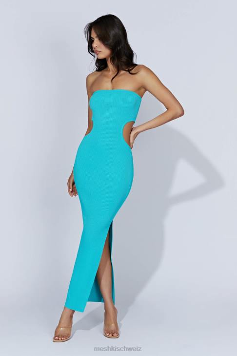 Meshki Bandeau-Maxikleid aus Kori-Strick Aquamarin Kleidung 060V675