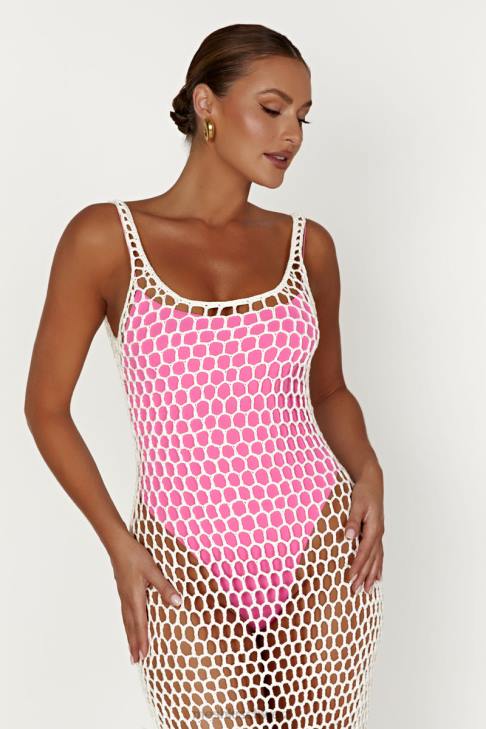 Meshki Bodhi Häkel-Maxikleid Weiß Kleidung 060V735