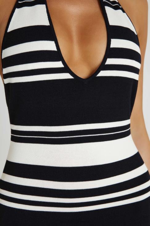 Meshki Brienne-Streifen-Maxikleid Schwarz-Weiss Kleidung 060V156