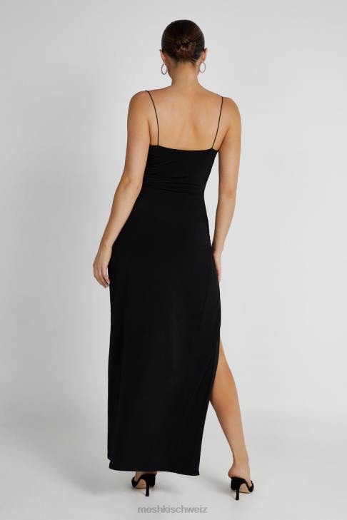 Meshki Candice gerafftes Maxikleid Schwarz Kleidung 060V161