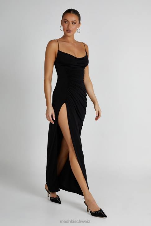 Meshki Candice gerafftes Maxikleid Schwarz Kleidung 060V161