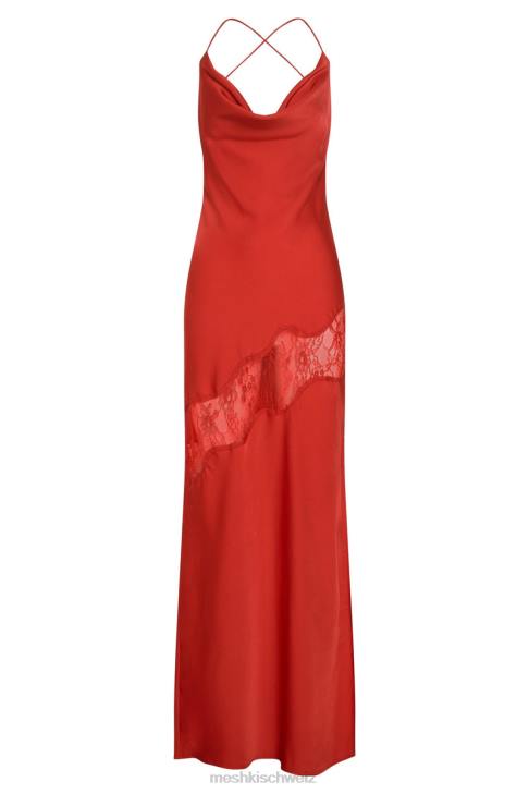 Meshki Chandra Maxikleid aus Satin mit Spitzendetail Rot Kleidung 060V283