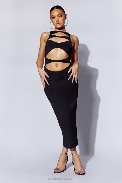 Meshki Chloe Maxikleid mit Cut-Outs Schwarz Kleidung 060V198