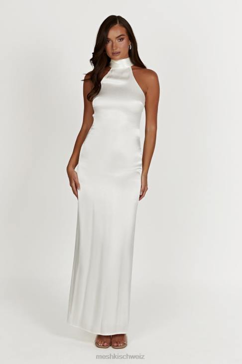 Meshki Claire-Satin-Maxikleid mit drapiertem Rücken Weiß Kleidung 060V187