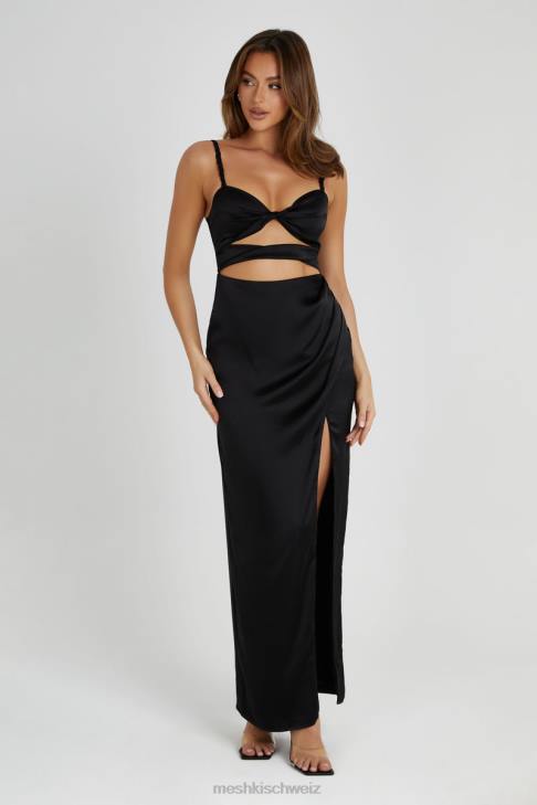 Meshki Cleo Satinkleid Schwarz Kleidung 060V326