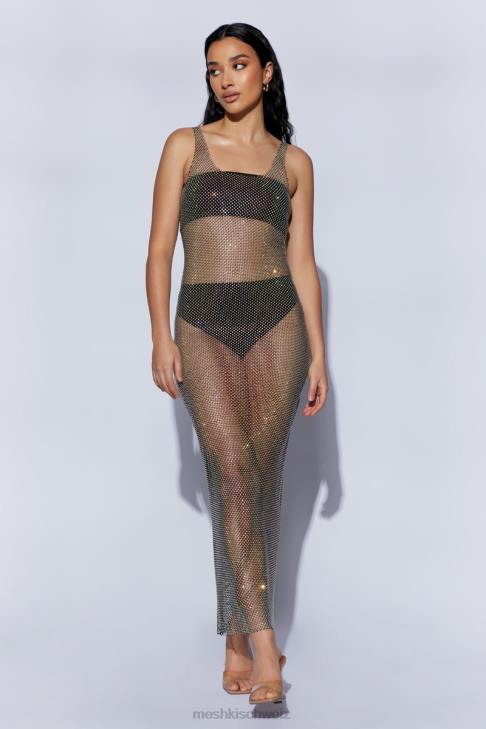 Meshki Delara Diamant-Mesh-Maxikleid Schwarz Kleidung 060V738