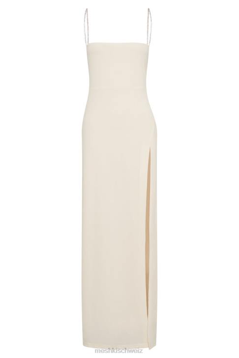 Meshki Dionne Maxikleid mit überkreuzten Strasssteinen Knochen Kleidung 060V550