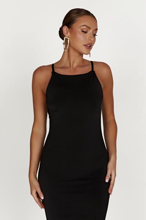 Meshki Dorit Slinky rückenfreies Maxikleid Schwarz Kleidung 060V743