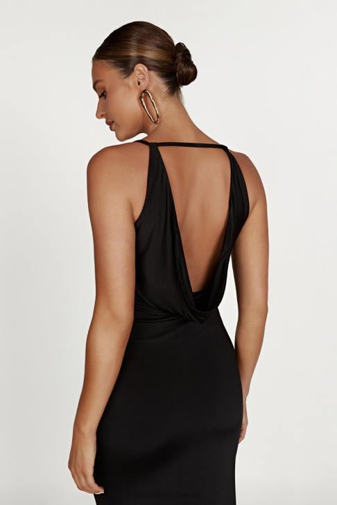 Meshki Dorit Slinky rückenfreies Maxikleid Schwarz Kleidung 060V743