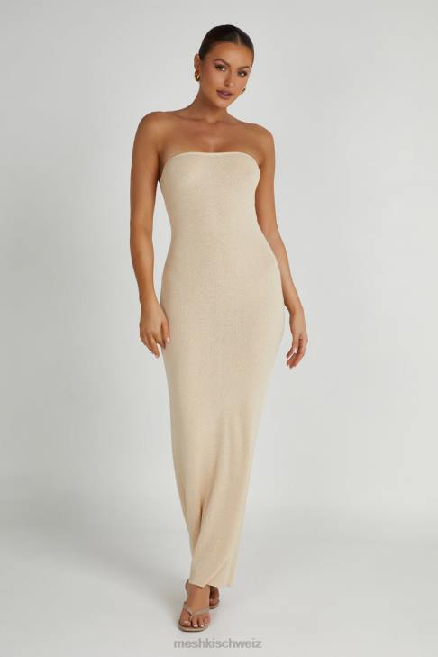 Meshki Emmy trägerloses Strick-Maxikleid Weizen Kleidung 060V155