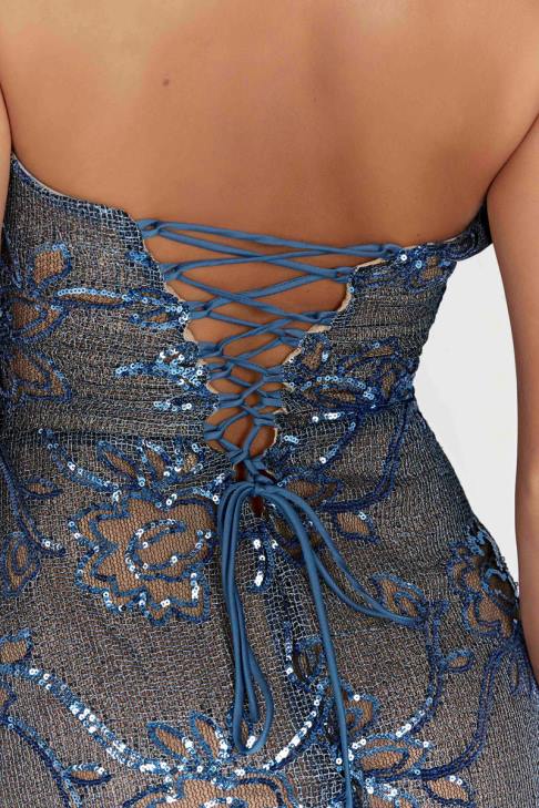 Meshki Harriet Pailletten-Maxikleid Blau Kleidung 060V446