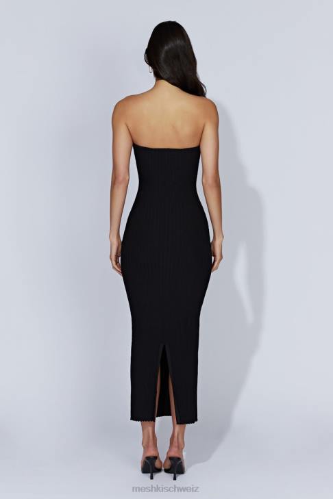 Meshki Imani trägerloses Strick-Maxikleid Schwarz Kleidung 060V645
