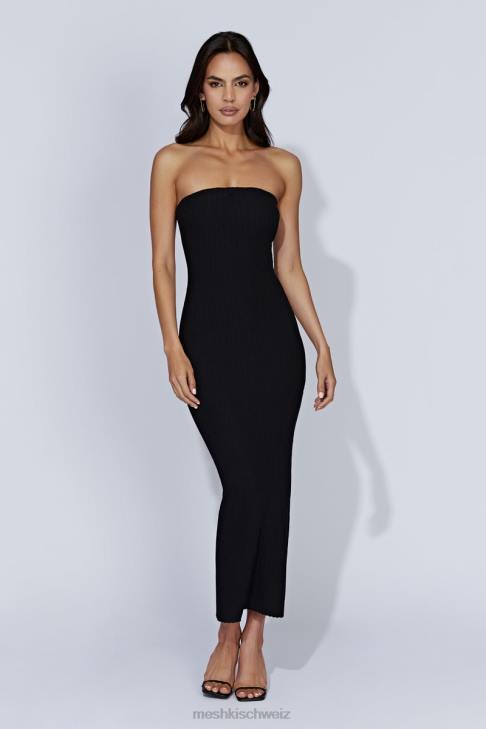 Meshki Imani trägerloses Strick-Maxikleid Schwarz Kleidung 060V645