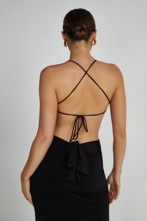 Meshki Indiana schleichendes Maxikleid Schwarz Kleidung 060V296