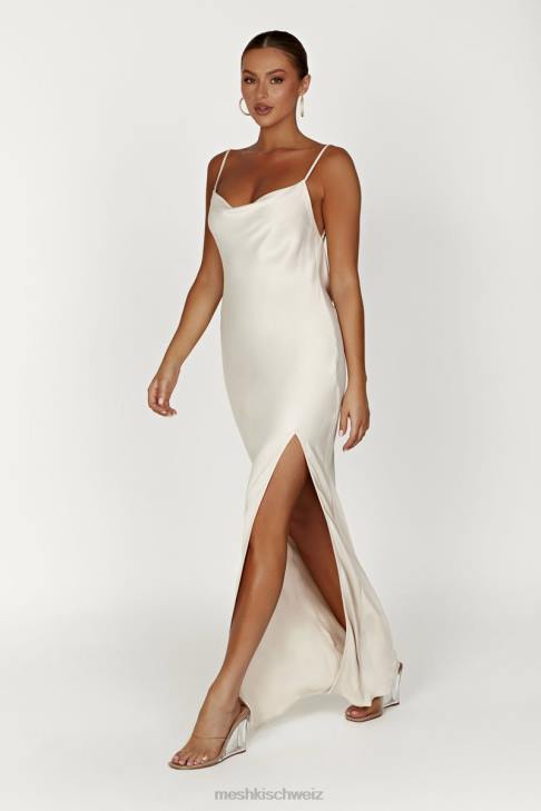 Meshki Jadegrünes, rückenfreies Maxikleid mit Wasserfallausschnitt Knochen Kleidung 060V268