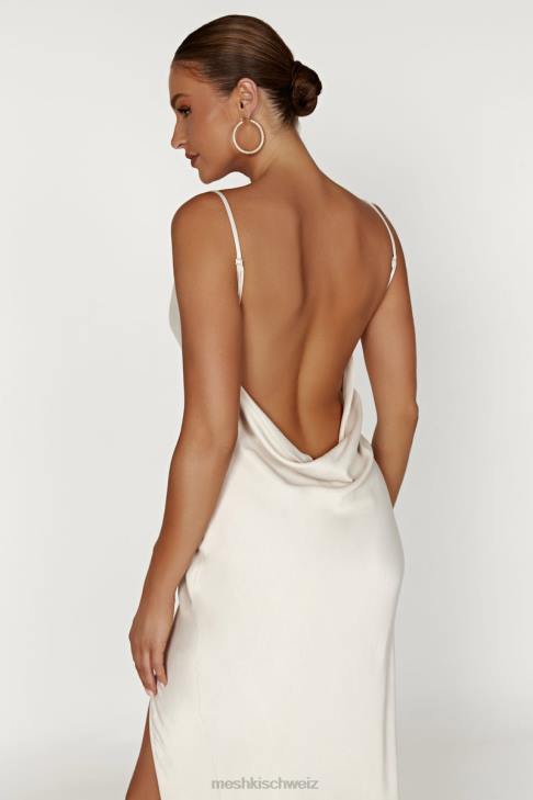 Meshki Jadegrünes, rückenfreies Maxikleid mit Wasserfallausschnitt Knochen Kleidung 060V268