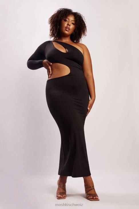 Meshki Joyce One-Shoulder-Maxikleid mit Cut-out Schwarz Kleidung 060V478