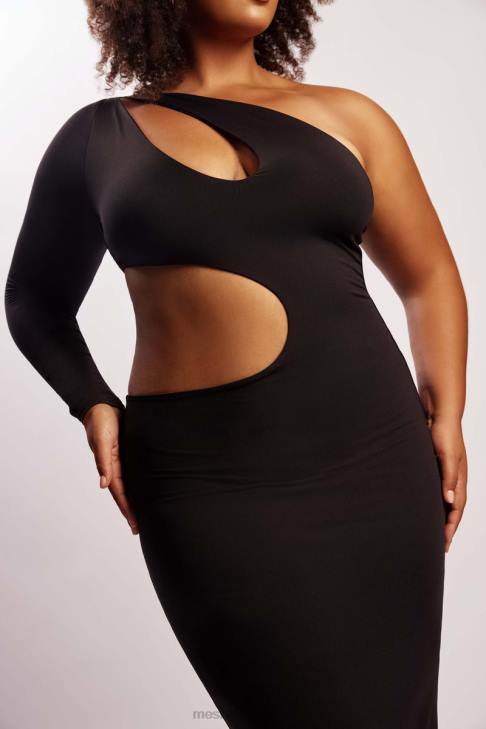 Meshki Joyce One-Shoulder-Maxikleid mit Cut-out Schwarz Kleidung 060V478