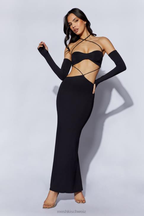 Meshki Jules Maxikleid mit Dreiecksausschnitt Schwarz Kleidung 060V688