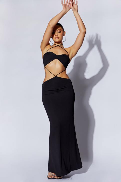 Meshki Jules Maxikleid mit Dreiecksausschnitt Schwarz Kleidung 060V688
