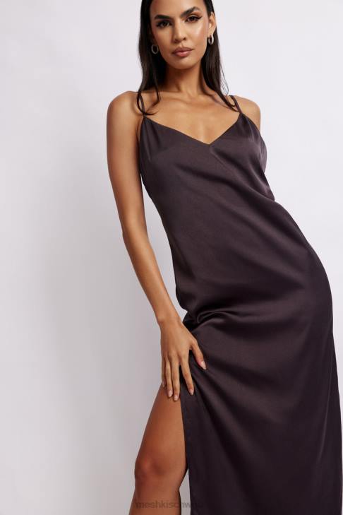 Meshki Karissa Maxikleid mit seitlichem Schlitz Holzkohle Kleidung 060V532