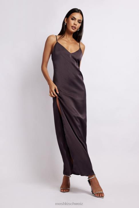 Meshki Karissa Maxikleid mit seitlichem Schlitz Holzkohle Kleidung 060V532