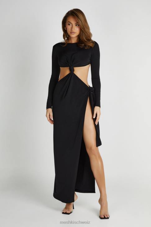 Meshki Kiandra Maxikleid mit anschmiegsamem Knoten Schwarz Kleidung 060V271