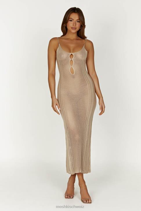 Meshki Lilien-Maxikleid aus Mischgarn Taupe Kleidung 060V485
