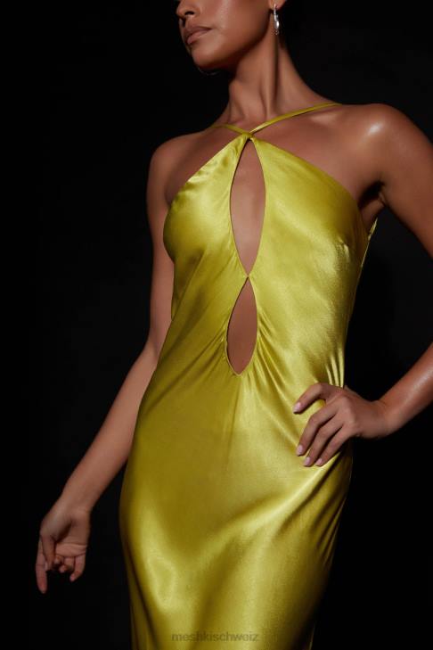 Meshki Lucia Satin-Maxikleid mit Cut-Outs Chartreuse Kleidung 060V530