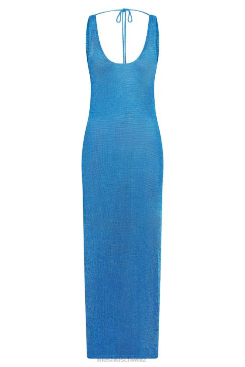 Meshki Maryam-Strick-Maxikleid mit seitlichem Schlitz azurblau Kleidung 060V637