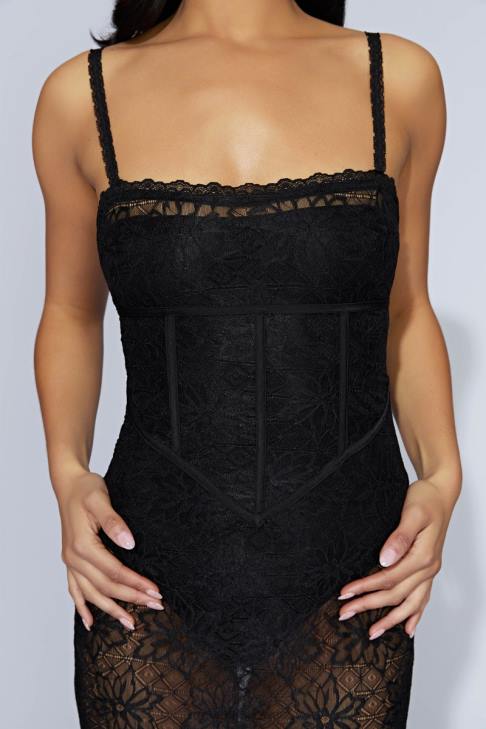 Meshki Mathilde Spitzenkorsettkleid Schwarz Kleidung 060V514