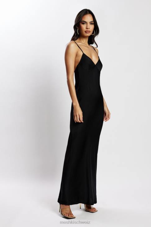 Meshki Maxikleid aus Baily-Satin Schwarz Kleidung 060V555