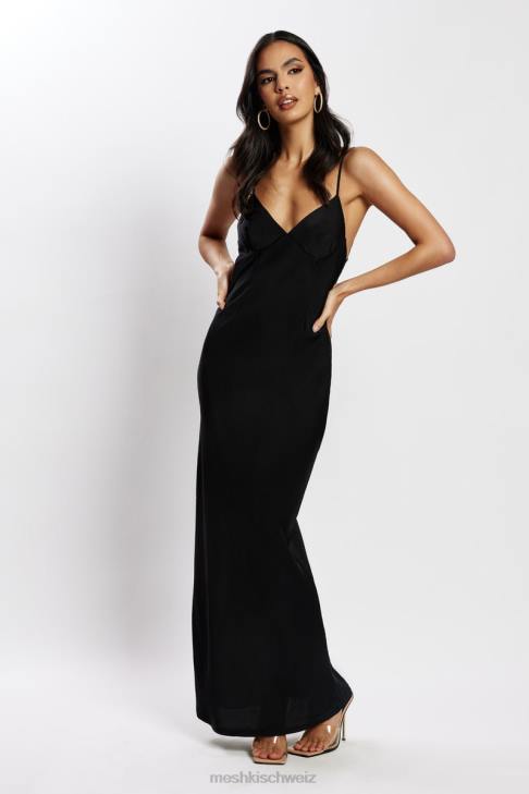 Meshki Maxikleid aus Baily-Satin Schwarz Kleidung 060V555