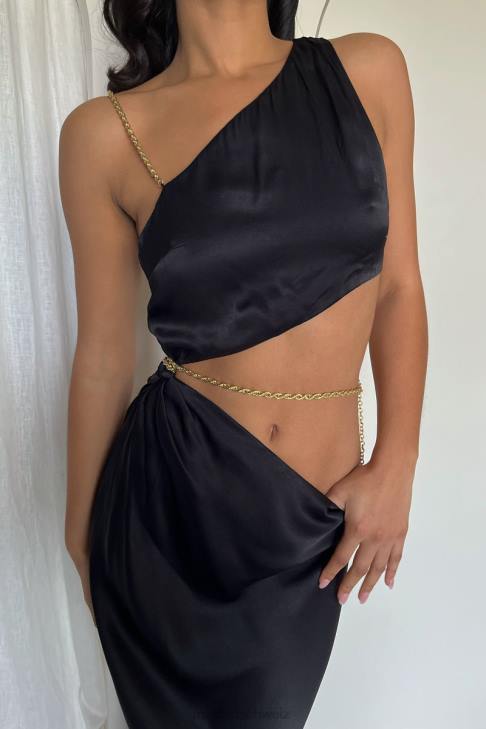 Meshki Maxikleid mit Clementinenkette Schwarz Kleidung 060V676