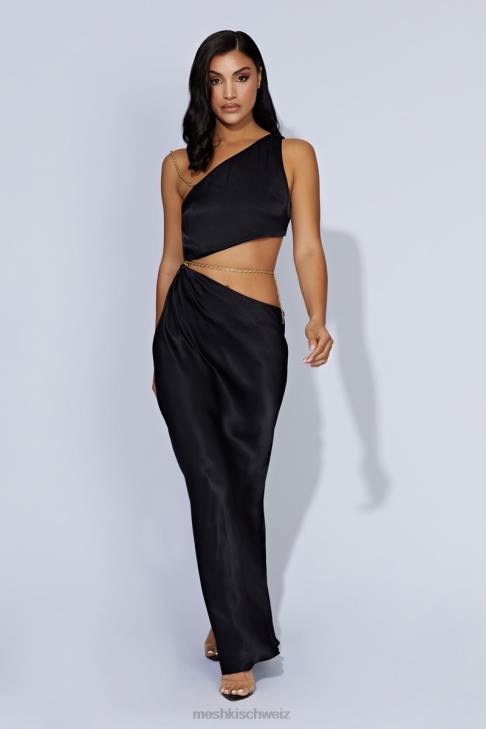 Meshki Maxikleid mit Clementinenkette Schwarz Kleidung 060V676