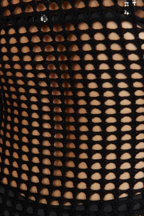 Meshki Murphy-Häkel-Maxikleid mit langen Ärmeln Schwarz Kleidung 060V740