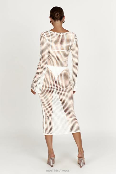 Meshki Murphy-Häkel-Maxikleid mit langen Ärmeln Weiß Kleidung 060V500