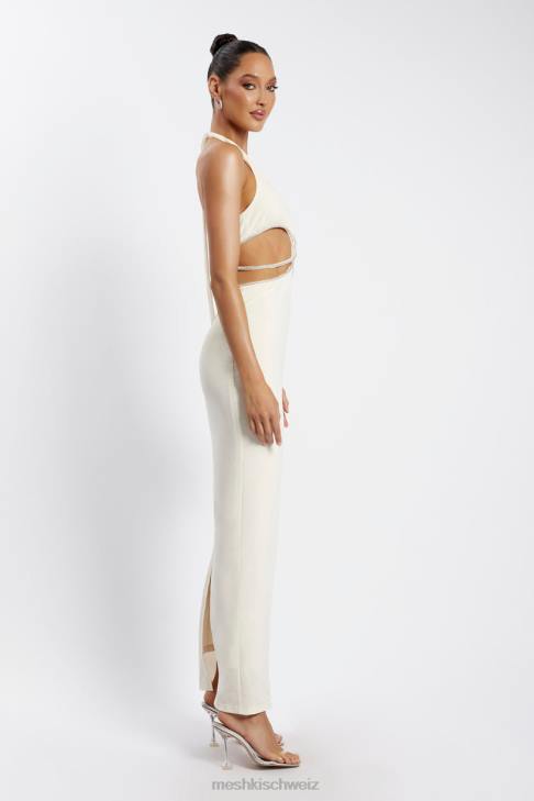 Meshki Nicha diamantbesetztes Maxikleid mit Cut-Outs Knochen Kleidung 060V482