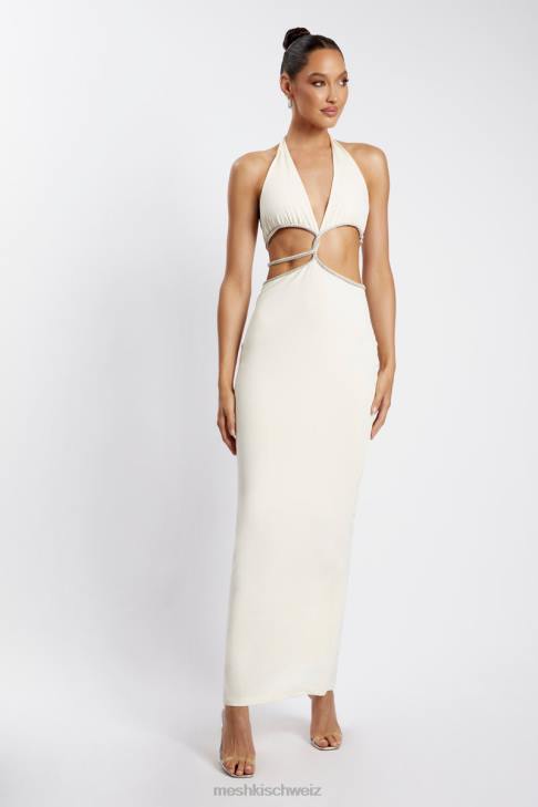 Meshki Nicha diamantbesetztes Maxikleid mit Cut-Outs Knochen Kleidung 060V482