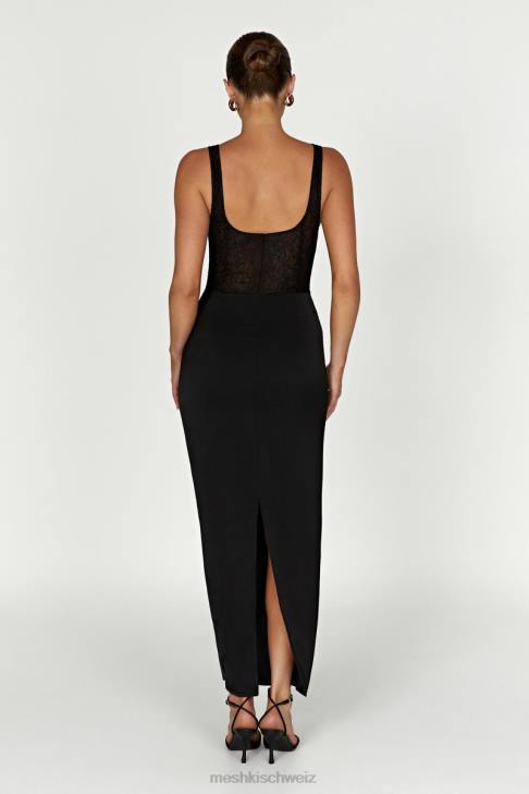 Meshki Octavia Spitzen-Korsett-Maxikleid Schwarz Kleidung 060V266