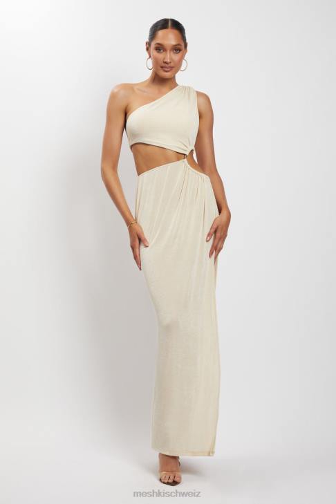 Meshki Paige gerafftes, seitlich ausgeschnittenes Maxikleid nackt Kleidung 060V369