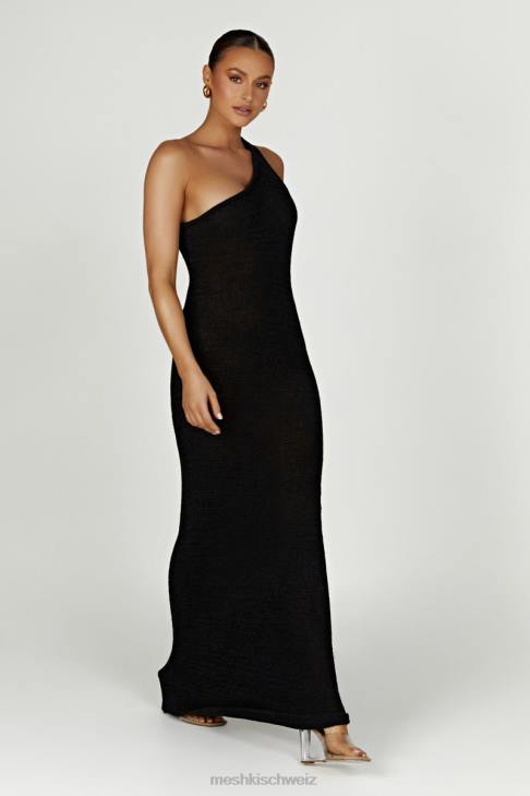Meshki Paisley-Maxikleid mit One-Shoulder-Strick Schwarz Kleidung 060V224