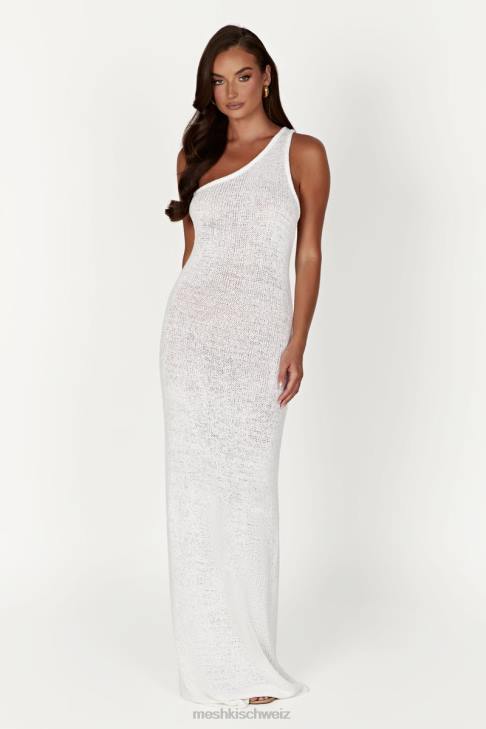 Meshki Paisley-Maxikleid mit One-Shoulder-Strick Weiß Kleidung 060V186