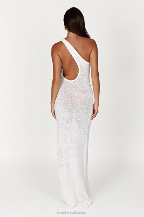 Meshki Paisley-Maxikleid mit One-Shoulder-Strick Weiß Kleidung 060V186