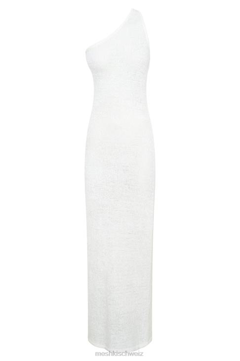 Meshki Paisley-Maxikleid mit One-Shoulder-Strick Weiß Kleidung 060V186