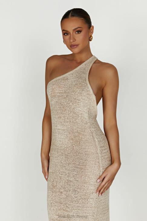 Meshki Paisley-Maxikleid mit One-Shoulder-Strick Weizen Kleidung 060V459