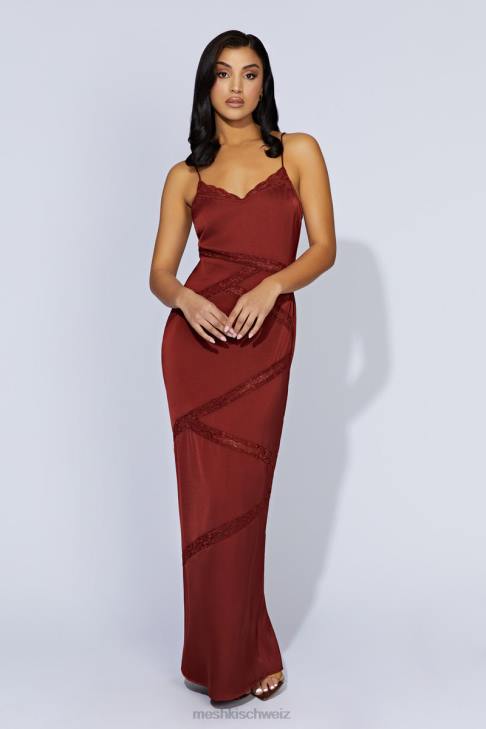Meshki Prue-Maxikleid aus gespleißter Spitze Kirschschokolade Kleidung 060V508