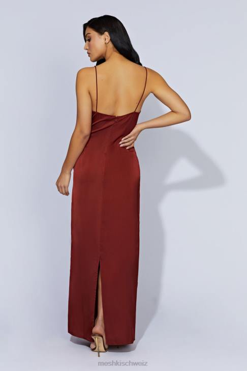 Meshki Prue-Maxikleid aus gespleißter Spitze Kirschschokolade Kleidung 060V508