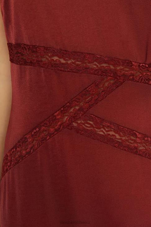 Meshki Prue-Maxikleid aus gespleißter Spitze Kirschschokolade Kleidung 060V508