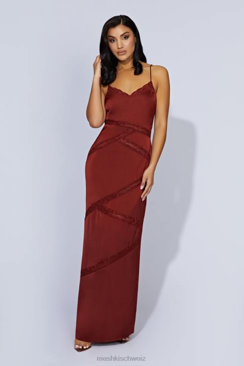 Meshki Prue-Maxikleid aus gespleißter Spitze Kirschschokolade Kleidung 060V508
